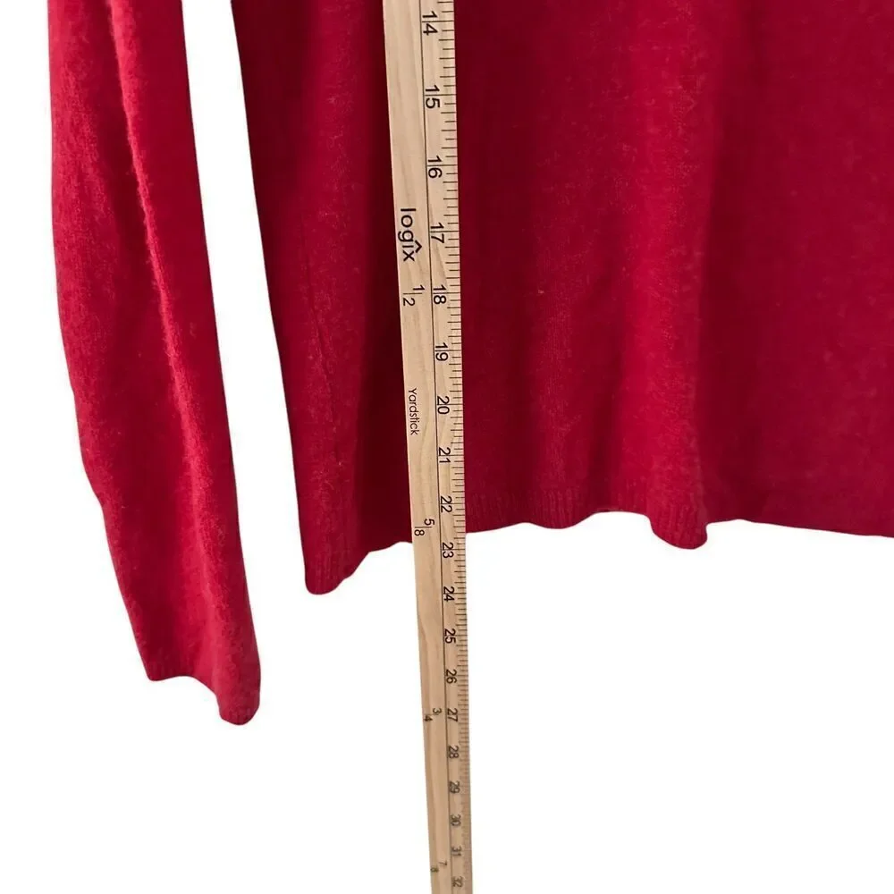Tahari Pure Lux Red 100% Cashmere V-Neck‎ Soft Long Sleeve Sweater Size L